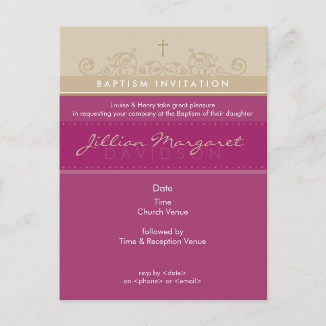BAPTISM INVITE :: elegant 4 (Front)