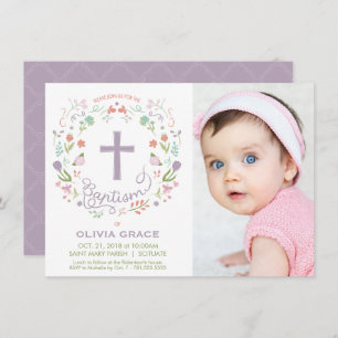 Baptism Invite for Girl - Photo, Custom, Pretty