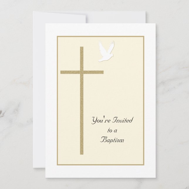 Baptism Invite Template Cross and Dove (Front)