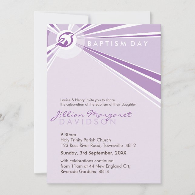 BAPTISM INVITES :: modern dove 6P (Front)