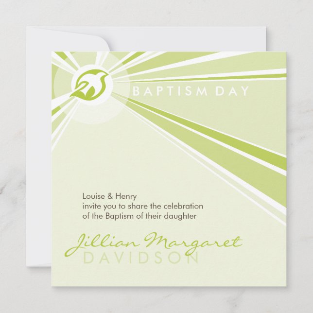 BAPTISM INVITES :: modern dove 7SQ (Front)