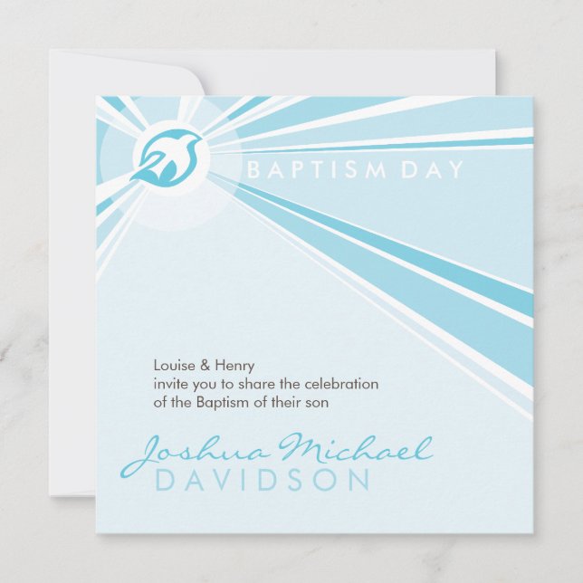 BAPTISM INVITES :: modern dove 9SQ (Front)