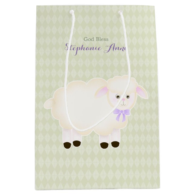 Baptism Lamb Medium Gift Bag (Front)
