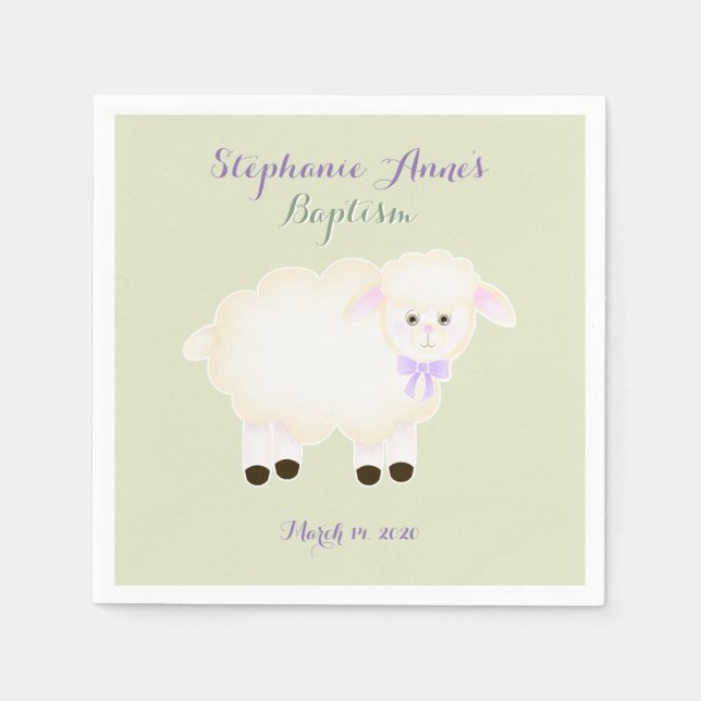 Baptism Lamb Napkin (Front)