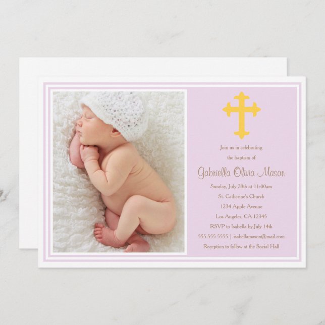 Baptism - Lavender | Invitation (Front/Back)