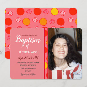 Baptism LDS Girl geometric Fun Circles Invitation