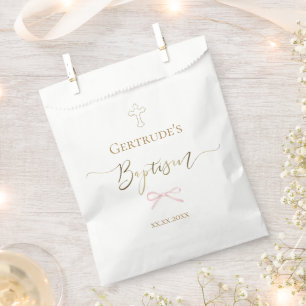 Baptism little pink bow favour bags