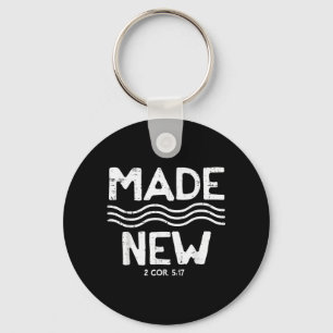 Baptism Made New Waves 2 Cor 5_17 Christian Men Key Ring