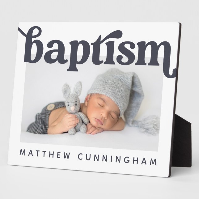 Baptism Modern Bold Simple Custom Photo Plaque (Side)