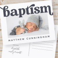 Baptism Modern Bold Simple  Photo Thank You
