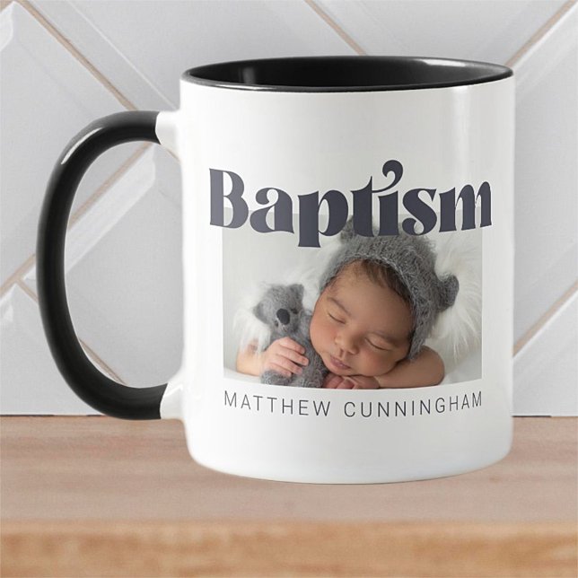 Baptism Modern Bold Simple  Photo Thank You Coffee Mug (Creator Uploaded)
