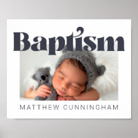 Baptism Modern Bold Simple  Photo Thank You