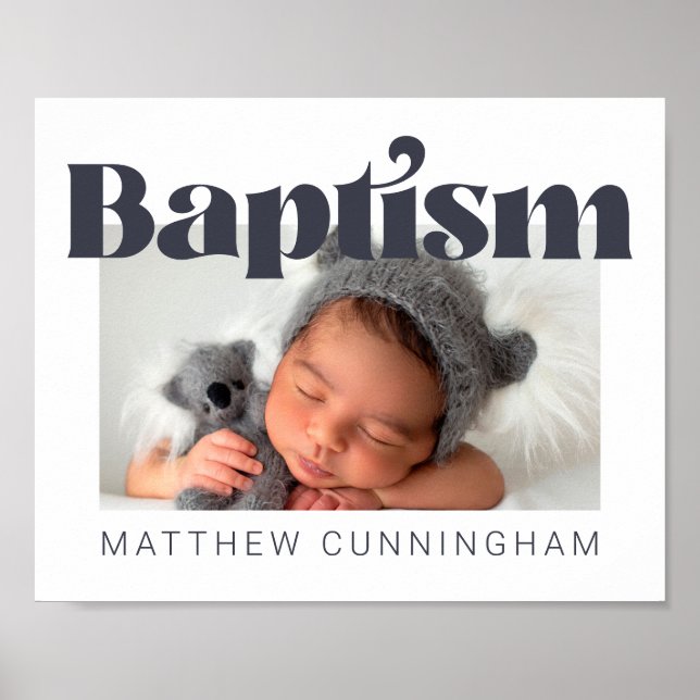 Baptism Modern Bold Simple  Photo Thank You Poster (Front)