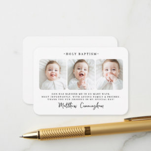 Baptism Modern Simple Chic Photo Enclosure Card