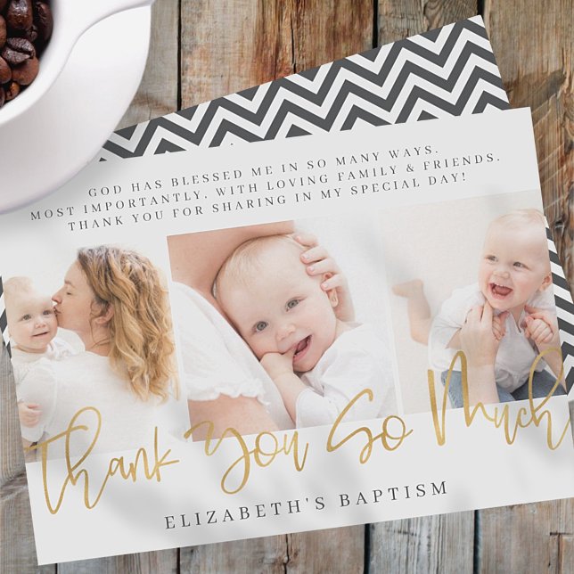 Baptism Modern Simple Chic Photo Thank You Card (Creator Uploaded)