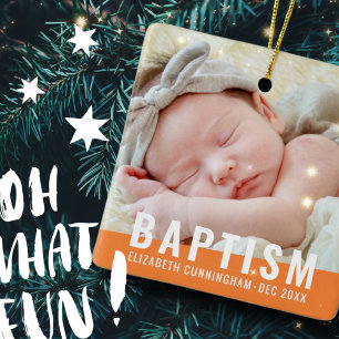 Baptism Modern Simple Custom Baby Photo Ceramic Ornament