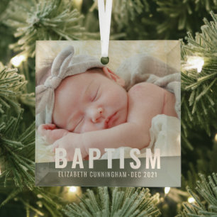 Baptism Modern Simple Custom Baby Photo Glass Tree Decoration