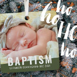 Baptism Modern Simple Custom Baby Photo Metal Tree Decoration<br><div class="desc">This simple and modern design is composed of sans serif typography. Add custom photo of your baby. Change the block colour to anything you want.</div>
