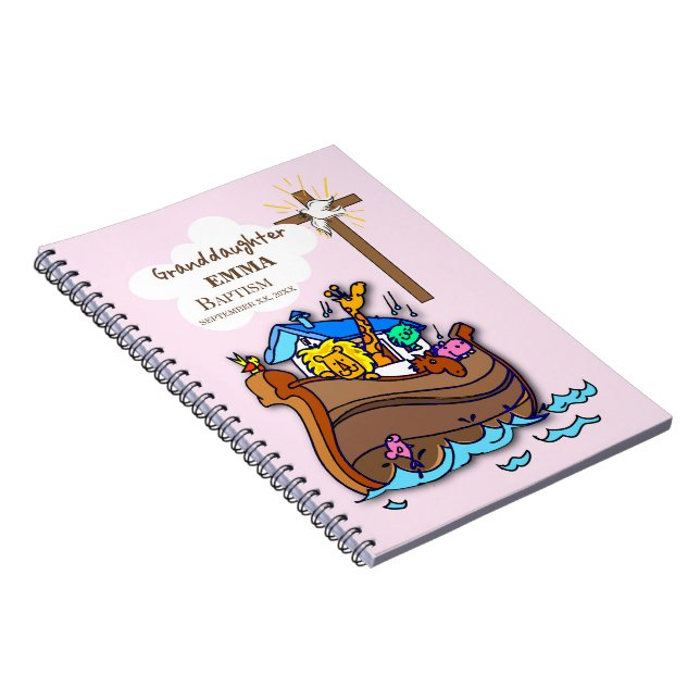 Baptism Noah's Ark Granddaughter Personalised Notebook (Right Side)