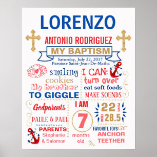 Baptism Nutical Christening board Poster