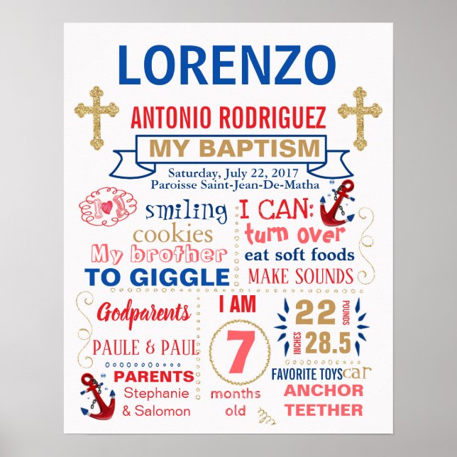 Baptism Nutical Christening board Poster (Front)
