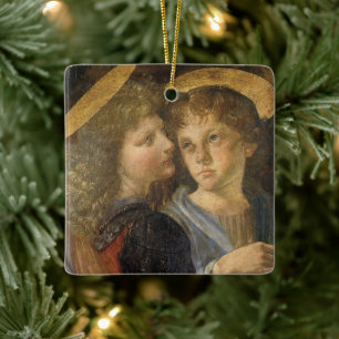 Baptism of Christ Angels by Leonardo da Vinci Ceramic Tree Decoration