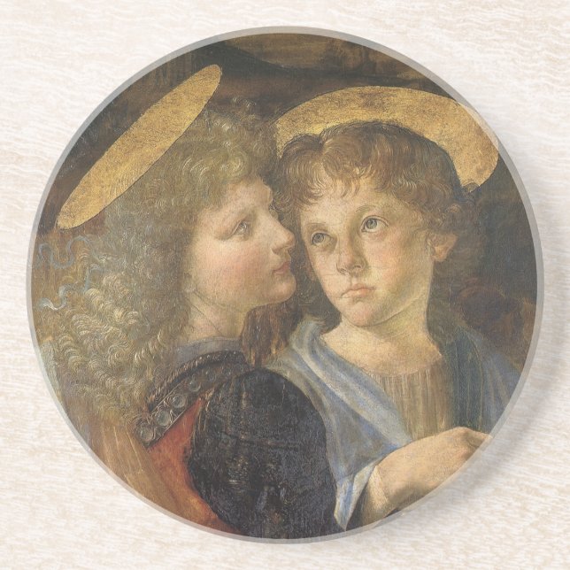 Baptism of Christ Angels by Leonardo da Vinci Coaster (Front)