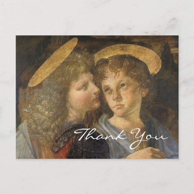 Baptism of Christ (angels) by Leonardo da Vinci Postcard (Front)