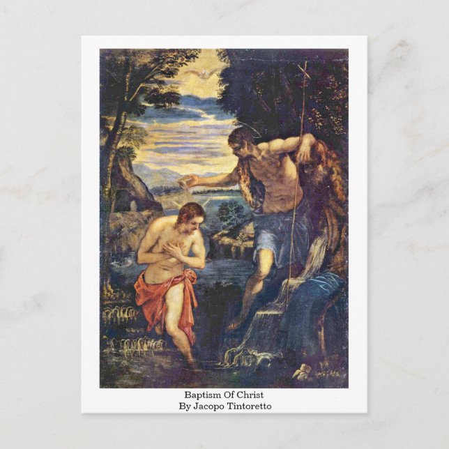 Baptism Of Christ By Jacopo Tintoretto Postcard (Front)