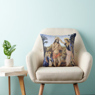 Baptism of Christ by Verrocchio, Leonardo da Vinci Cushion