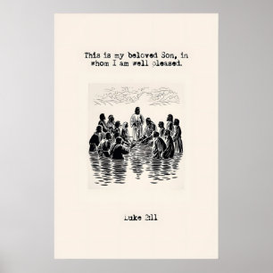 Baptism of Jesus Art Print Scripture Illustration
