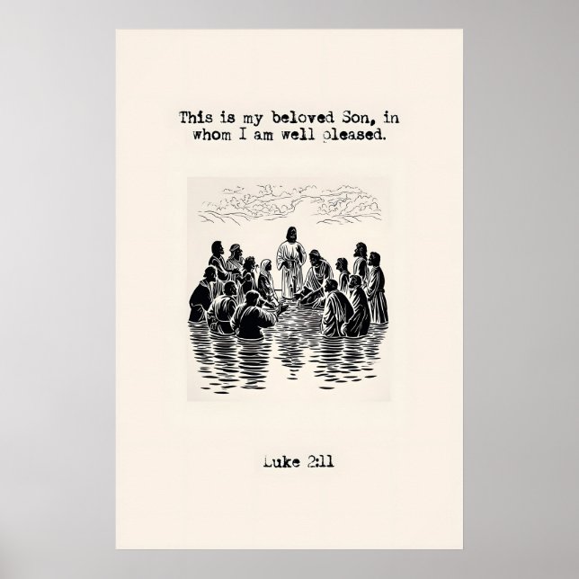 Baptism of Jesus Art Print Scripture Illustration (Front)