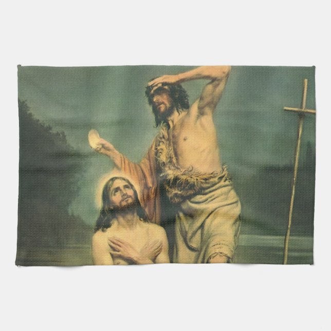 Baptism of Jesus Christ by John the Baptist Tea Towel (Horizontal)