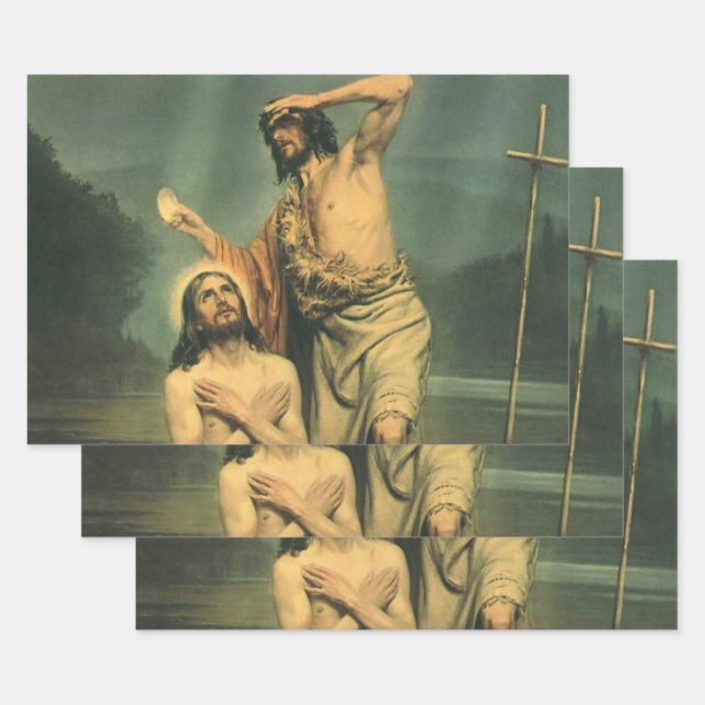 Baptism of Jesus Christ by John the Baptist Wrapping Paper Sheet (Set)
