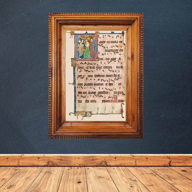 Baptism of Jesus Christ Mediaeval Chant Manuscript Poster (Baptism of Jesus Christ - Medieval Chant Manuscript - Catholic Christian Poster)