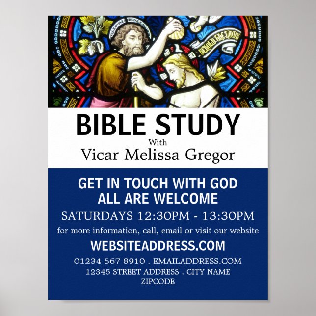 Baptism of Jesus, Christian Bible Class Advert Poster (Front)