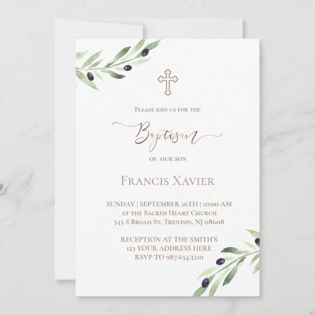 Baptism olive branch  invitation (Front)