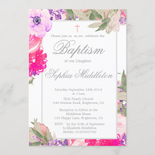 Baptism or Christening Floral Roses Invitation