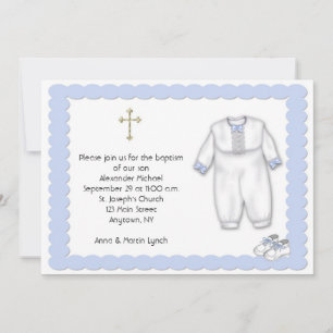 Baptism Outfit Blue Invitation