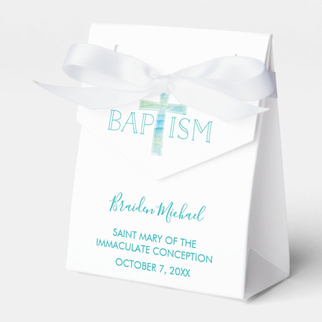 Baptism Party Favour Box - Boy's Christening Favou (Front Side)