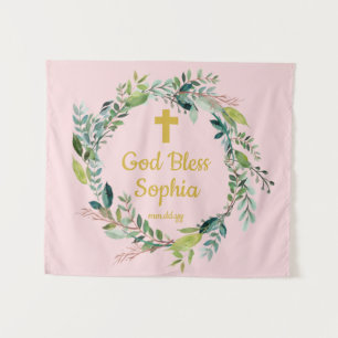 Baptism Photo Booth Backdrop Blush Pink Girl Prop Tapestry