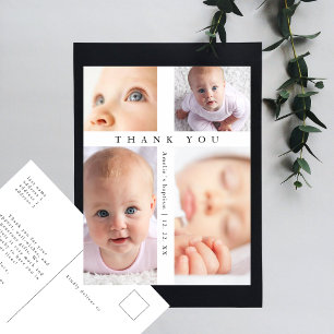 Baptism Photo Collage Cross Modern Thank You Postcard