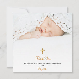 Baptism photo cross minimalist thank you