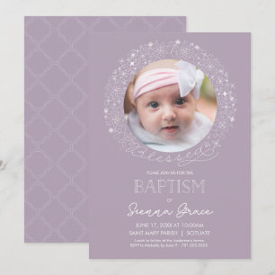 Baptism Photo Invitation, Baby Girl Picture Invite
