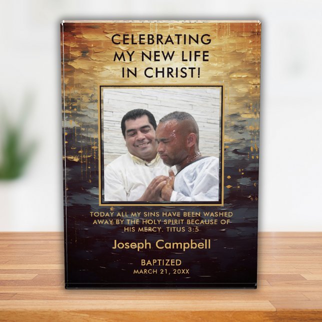 Baptism Photo Keepsake Gift Christian Modern Man (Simply add a name & date. You may change any of the text to suit your needs.)