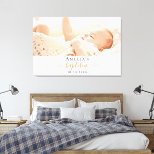 Baptism photo modern boy girl  canvas print