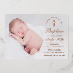 Baptism Photo Simple Calligraphy Rose Gold Script