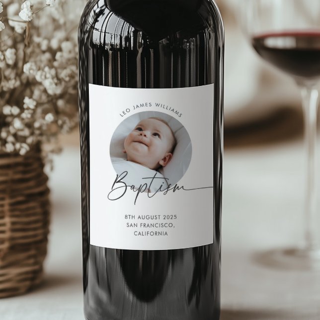 Baptism Photo Thank You Wine Label (Zazzle Baptism Photo Thank You Wine Label)