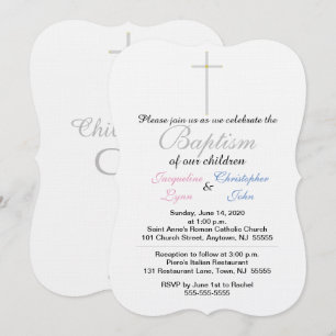 Baptism Pink Blue Twins Invitations