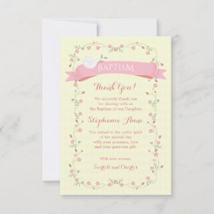 Baptism Pink Floral Wreath Invitation